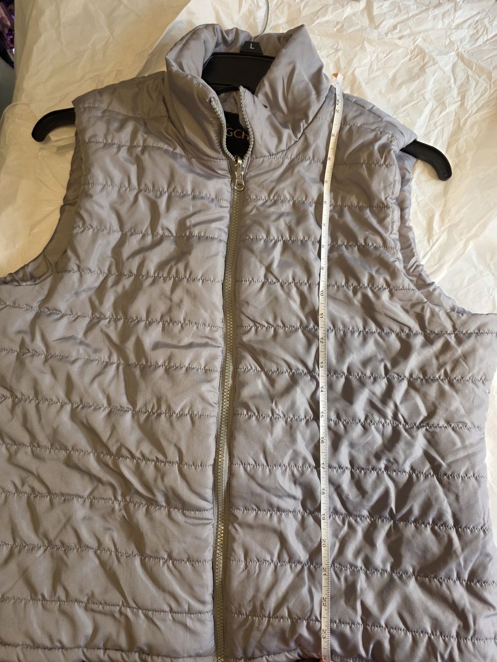 Quilted Light Gray Women's Vest with Front Zip